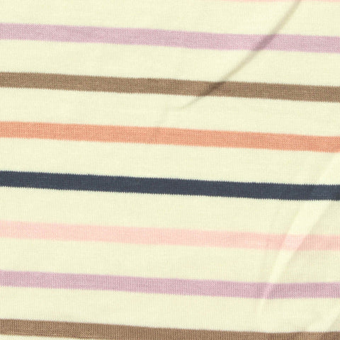 White Horizontal-Stripe Jersey Knit, Viscose, 160 gsm