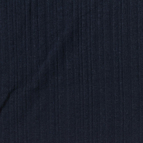 Viscose Stretch Rib Knit Fabric, 230 gsm — Navy