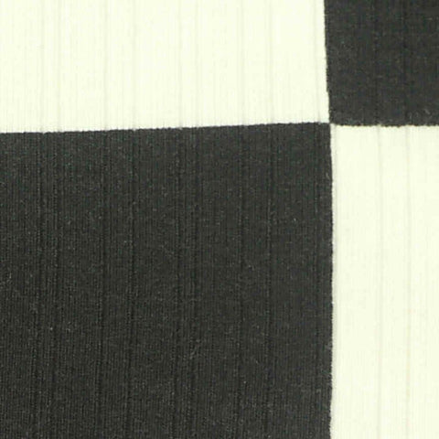 Black Check Rib Knit, Poly-Viscose, 330 gsm