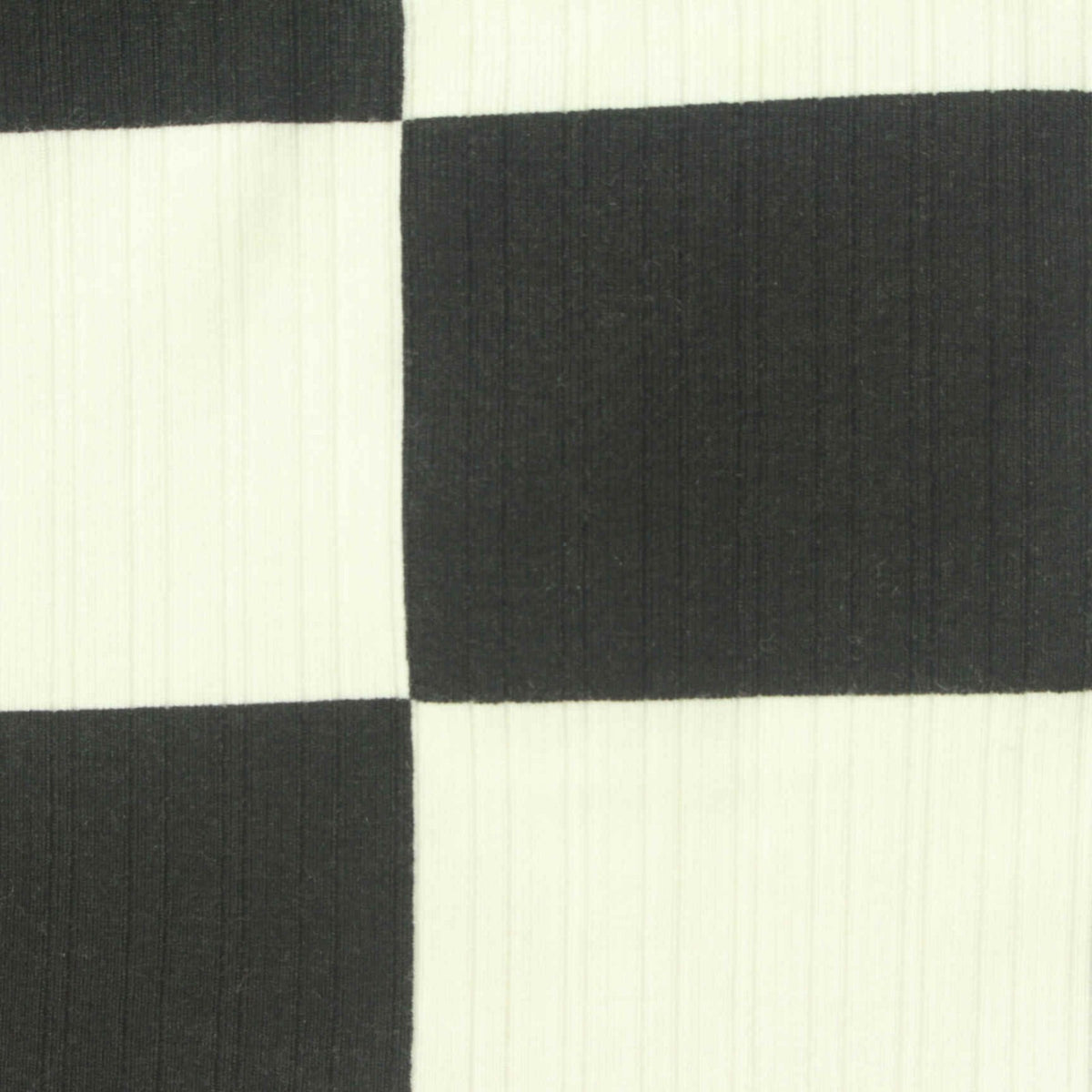 Black Check Rib Knit, Poly-Viscose, 330 gsm