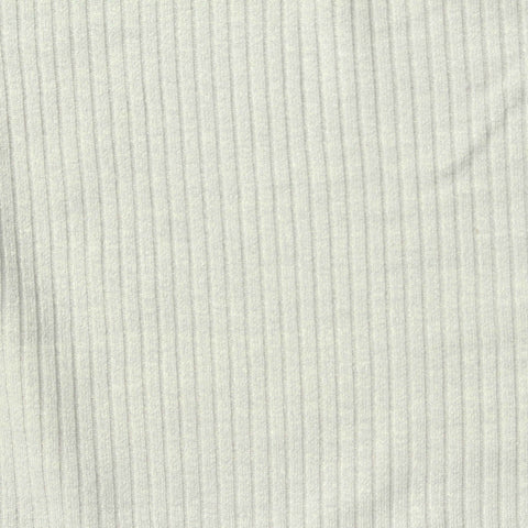 Polyester Viscose Stretch Rib Knit Fabric, 240 gsm — White