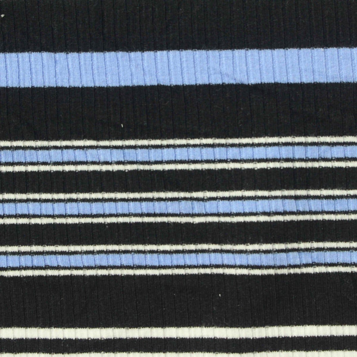 Black Horizontal-Stripe Rib Knit, Poly-Viscose, 310 gsm