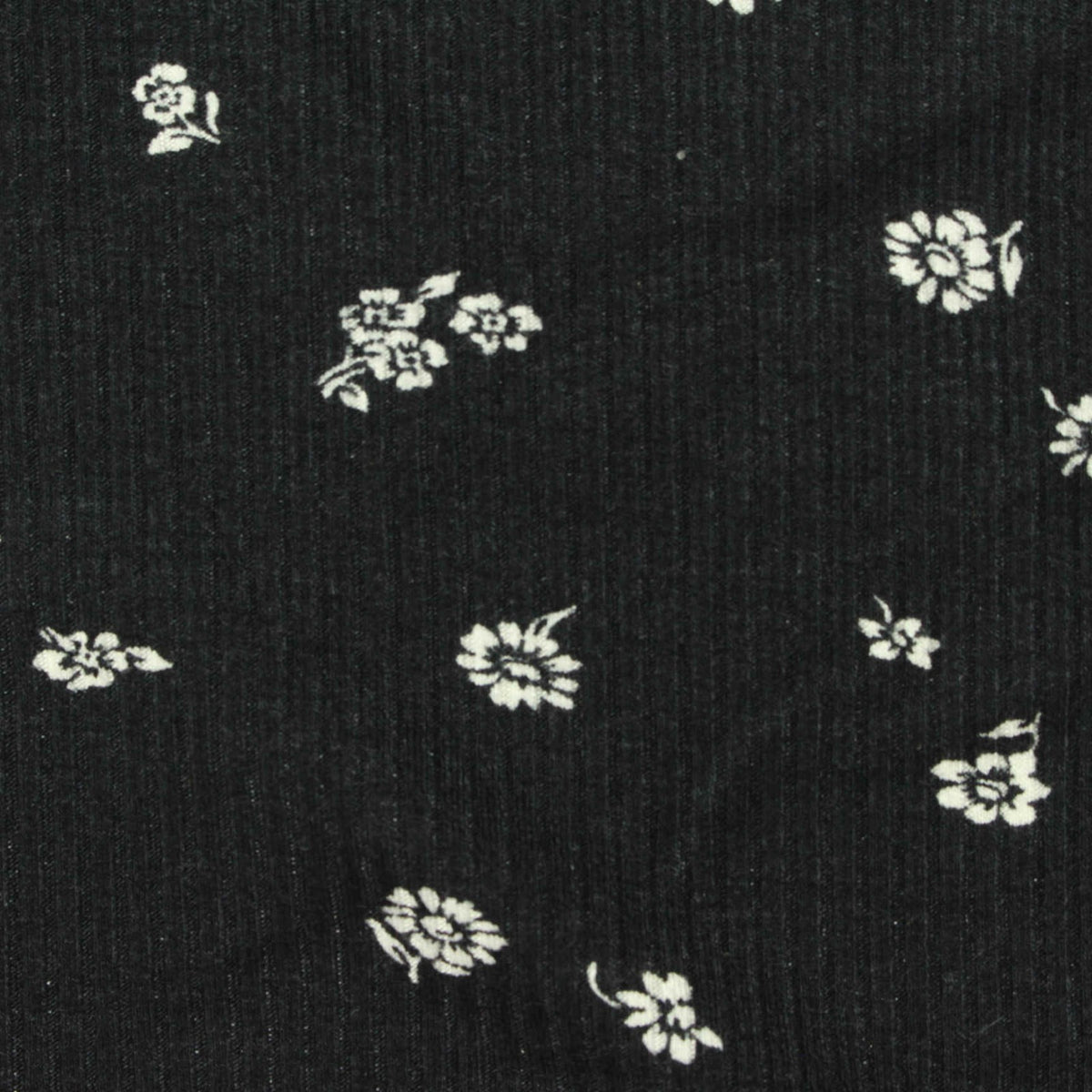 White Floral Rib Knit, Viscose, 260 gsm