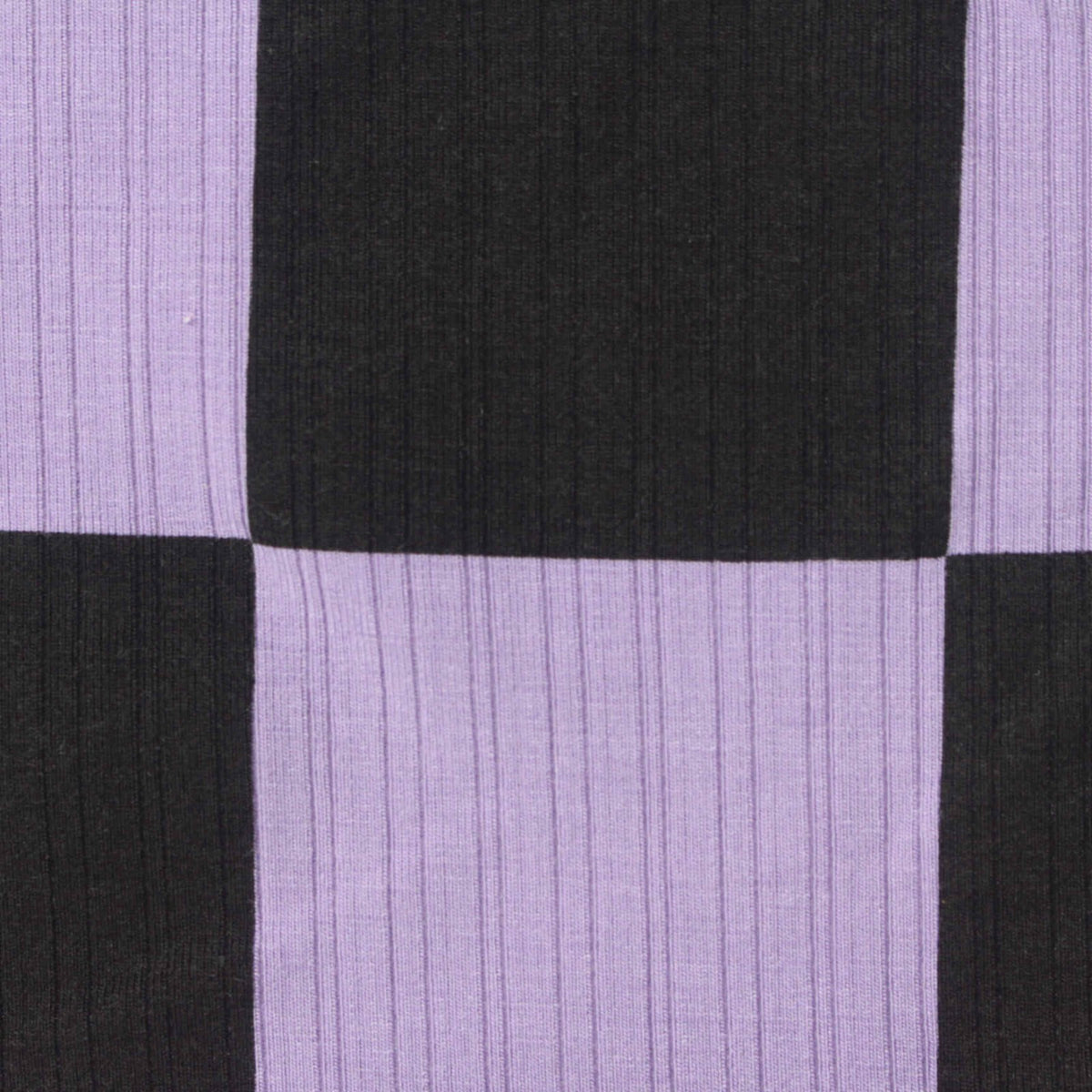 Black Checks Rib Knit, Poly-Viscose