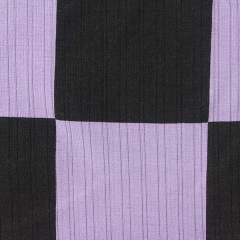 Black Checks Rib Knit, Poly-Viscose