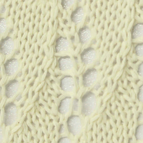 Cream Openwork-Leaf Pointelle Knit, Poly-Cotton, 295 gsm