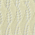 Cream Openwork-Leaf Pointelle Knit, Poly-Cotton, 295 gsm