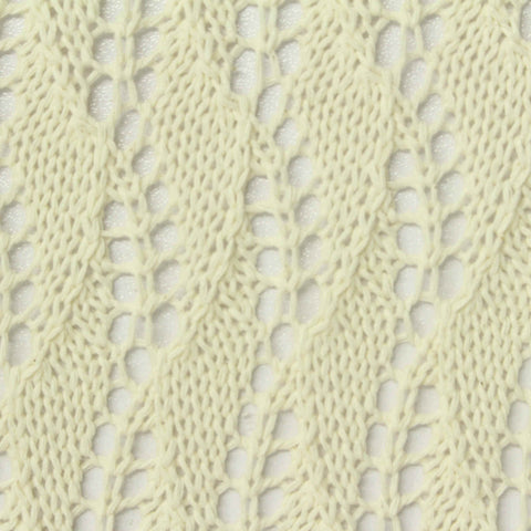 Cream Openwork-Leaf Pointelle Knit, Poly-Cotton, 295 gsm