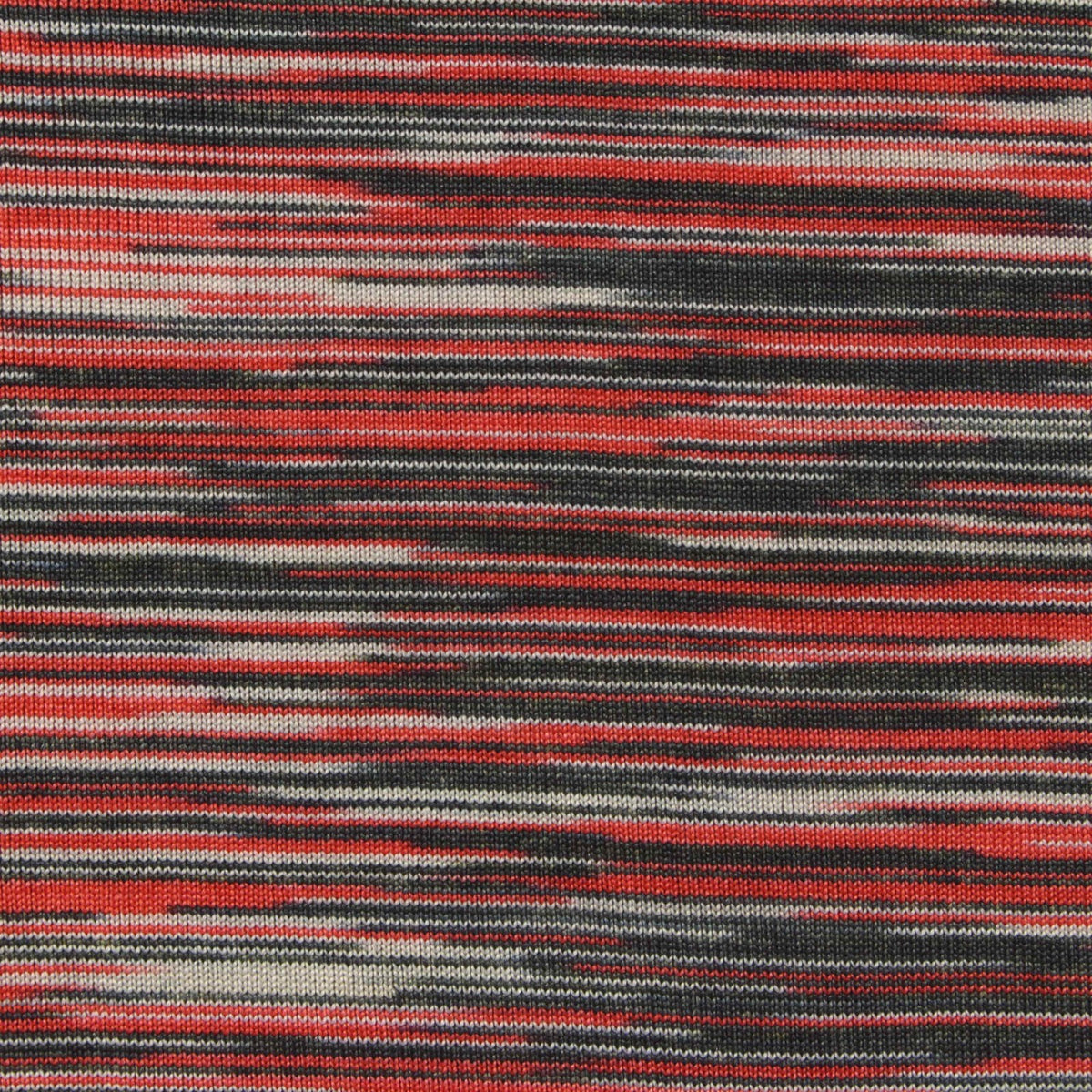 Red Horizontal-Stripe Jersey Knit, Polyester, 160 gsm