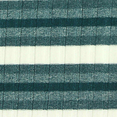 White Horizontal-Stripe Rib Knit, Polyester, 170 gsm