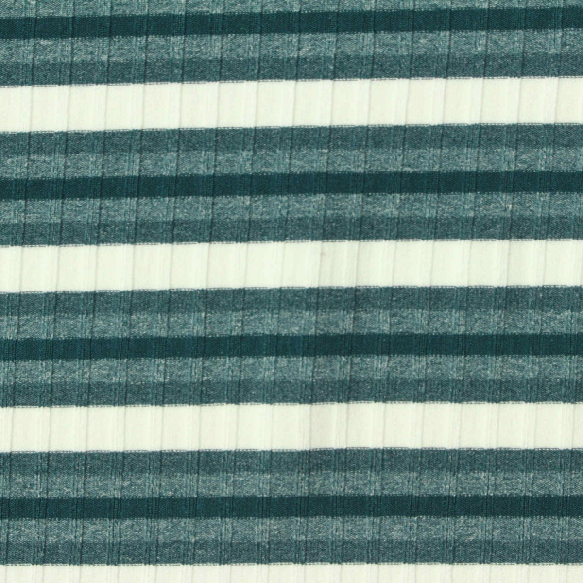 White Horizontal-Stripe Rib Knit, Polyester, 170 gsm