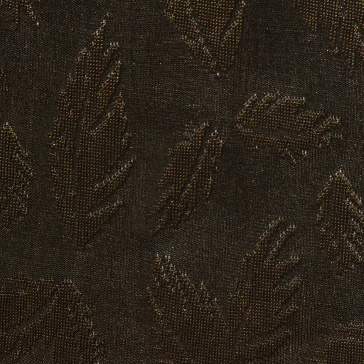 Dark Brown Tone-on-Tone Leaf Pointelle Knit, Polyester