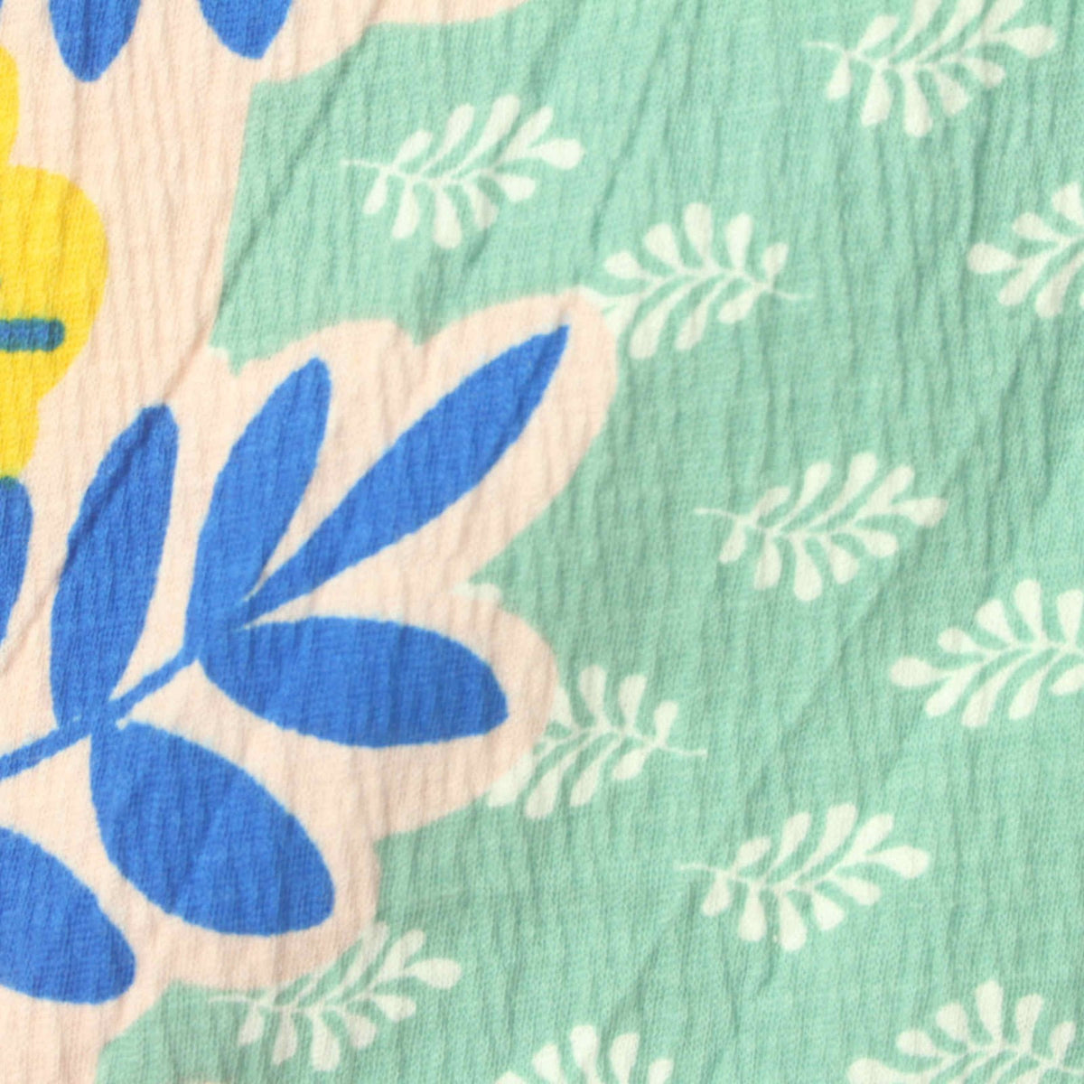 Blue Floral Crepe, Cotton-Nylon