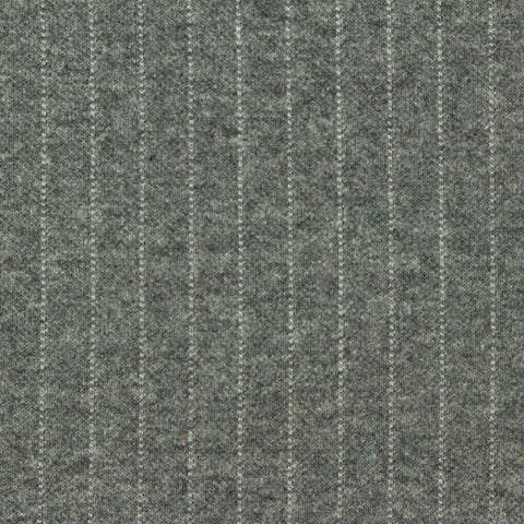 White Vertical-Stripe Interlock Knit, Cotton-Poly