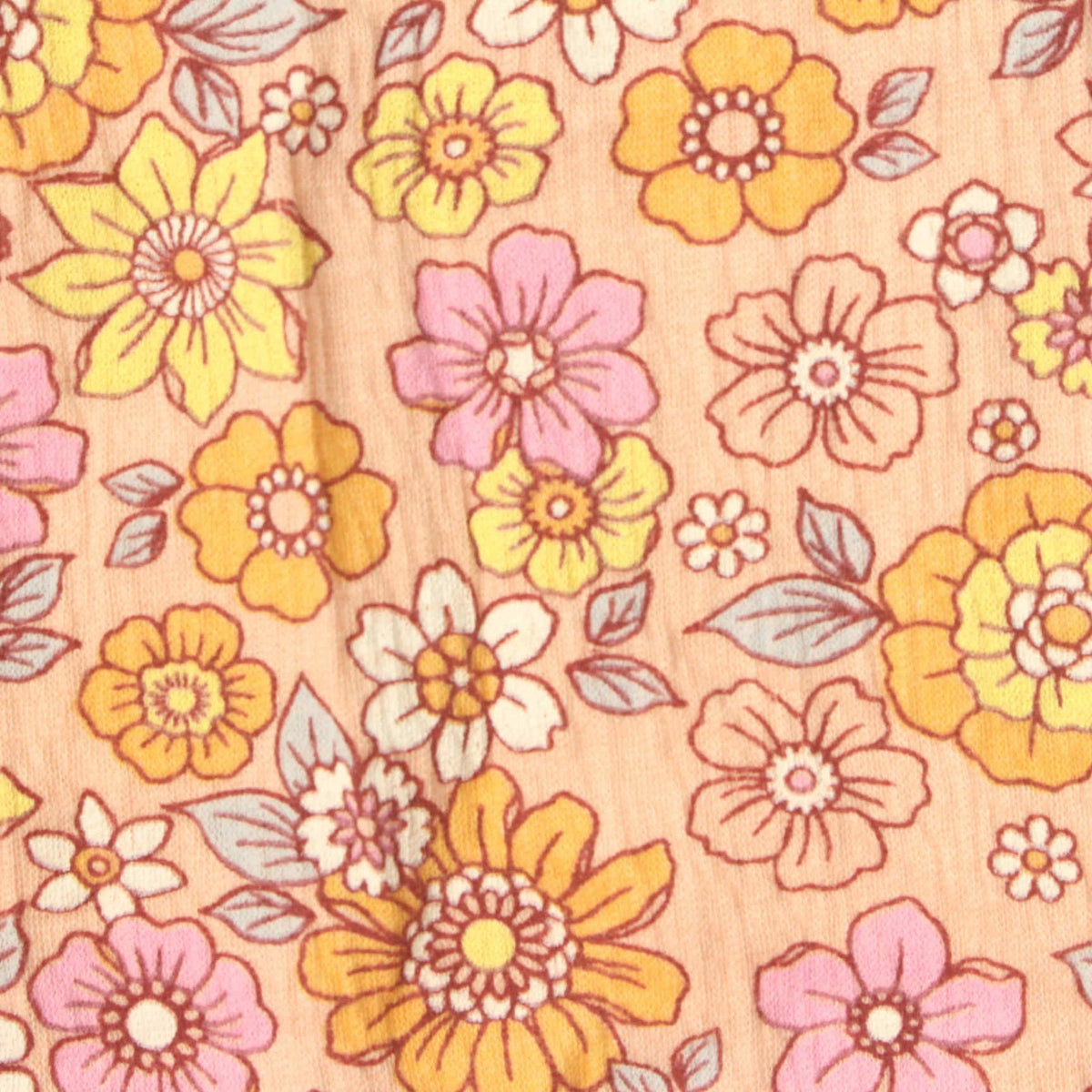 Yellow Floral Woven, Cotton-Poly