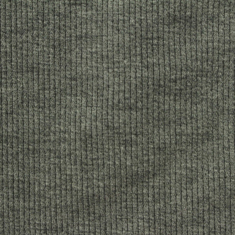 Dark Grey-Green Marl Rib Knit, Poly-Viscose