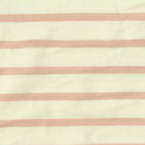 Cream Stripes Jersey Knit, Cotton-Poly, 172 gsm