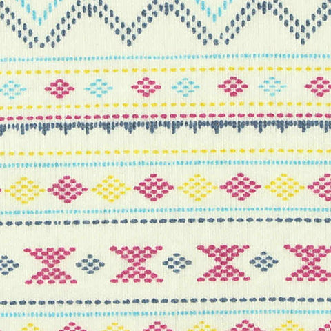 Blue Geometric-Band Rib Knit, Cotton
