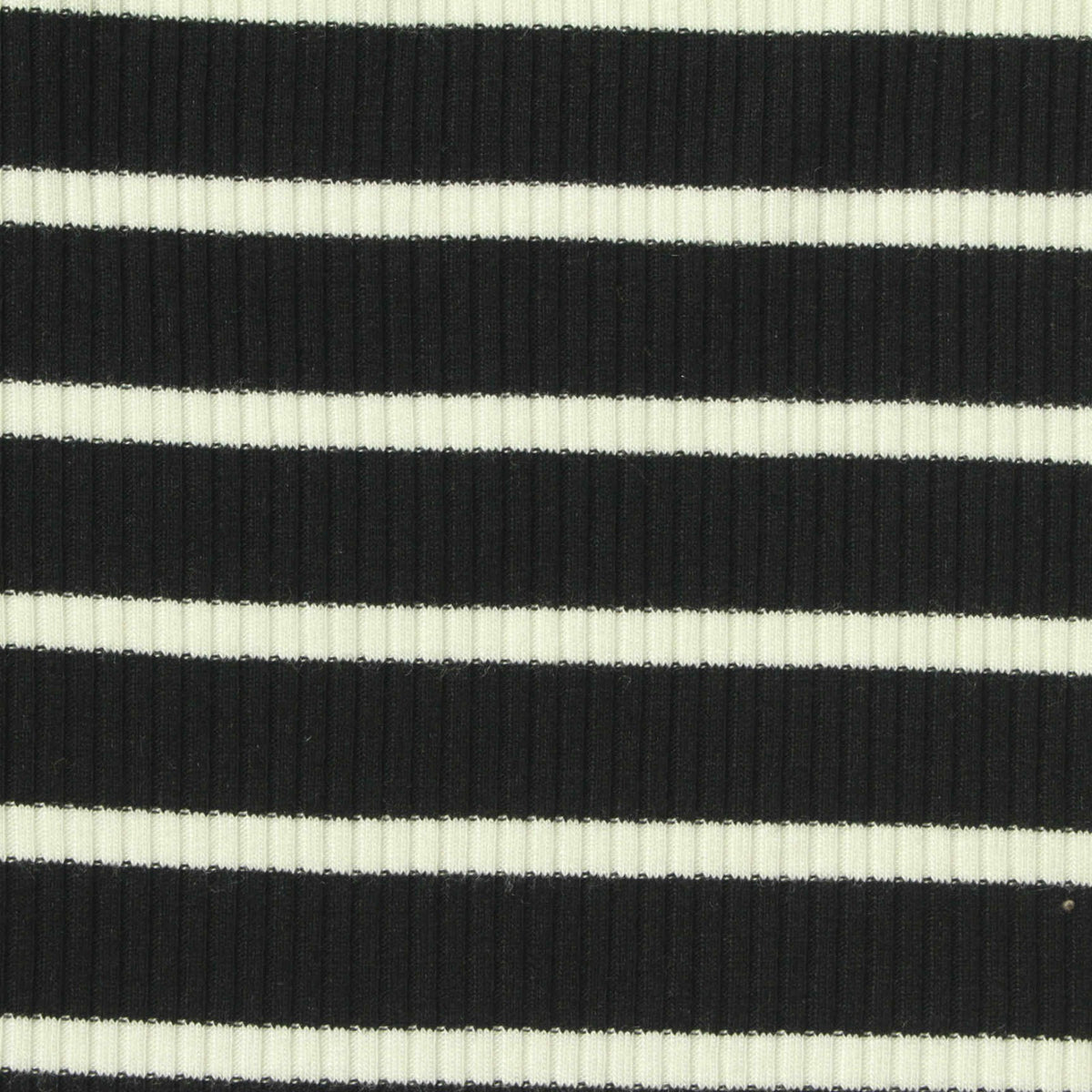 Black Horizontal-Stripe Rib Knit, Viscose, 220 gsm