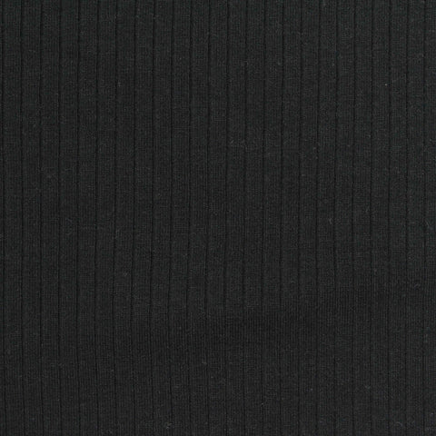 Viscose Stretch Rib Knit Fabric, 270 gsm, 120 cm — Black