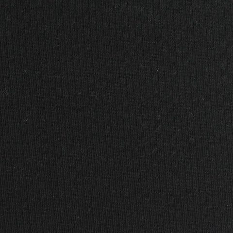 Cotton Polyester Stretch Rib Knit Fabric, 240 gsm, 165 cm — Black