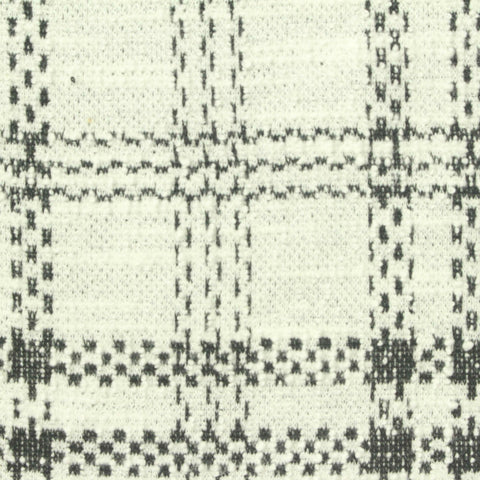 Cream Plaid Interlock Knit, Cotton-Poly