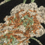 Beige Bold-Floral Chunky Knit, Viscose-Poly — texture