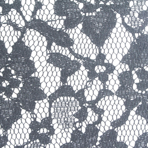 Charcoal Floral Lace, Polyester