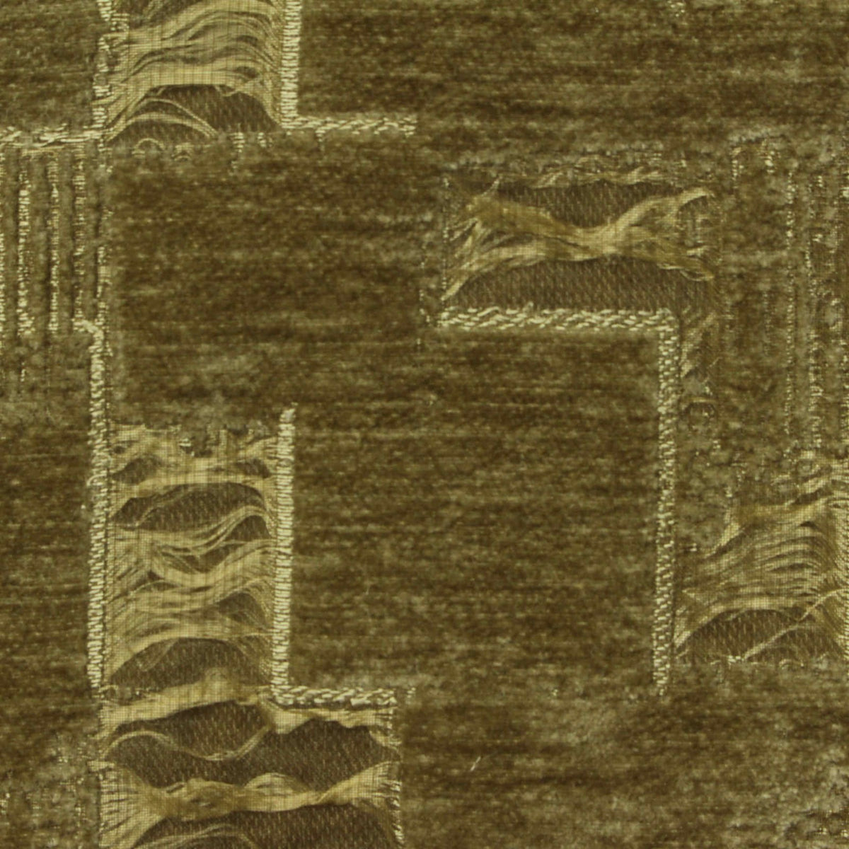 Olive Geometric Chenille, Poly-Nylon