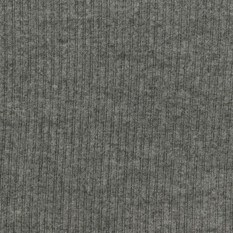 Grey Marl Rib Knit, Poly-Cotton, 230 gsm