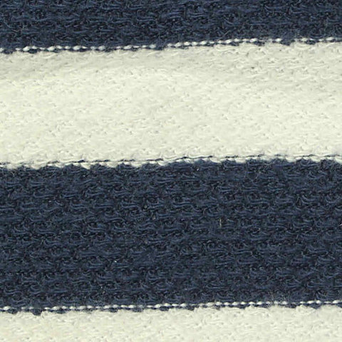 Navy Horizontal-Stripe French Terry, Poly-Cotton, 210 gsm