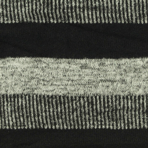 Black Horizontal-Stripe Chunky Knit, Viscose-Poly, 230 gsm