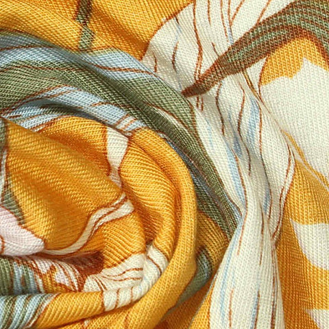 Yellow Floral Jersey Knit, Viscose, 170 gsm