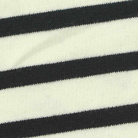 Black Horizontal-Stripe Ponte Knit, Poly-Cotton, 295 gsm, 165 cm
