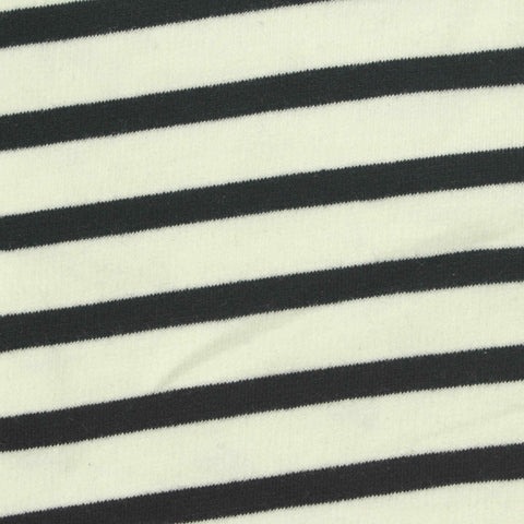 Black Horizontal-Stripe Ponte Knit, Poly-Cotton, 295 gsm, 165 cm