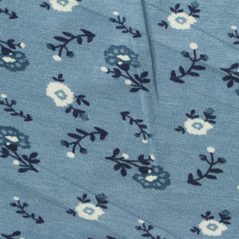 White Floral Jersey Knit, Modal, 155 gsm