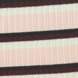 White Horizontal-Stripe Rib Knit, Poly-Viscose