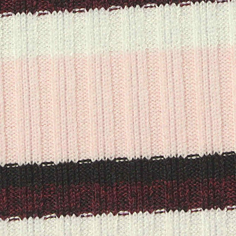 White Horizontal-Stripe Rib Knit, Poly-Viscose, 300 gsm