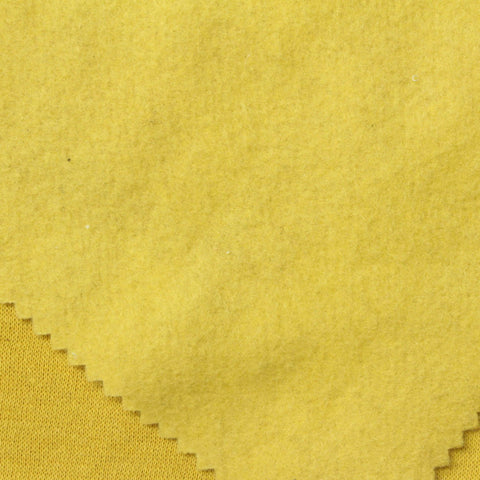 Brushed Polyester Cotton French Terry Fabric, 240 gsm, 155 cm — Yellow