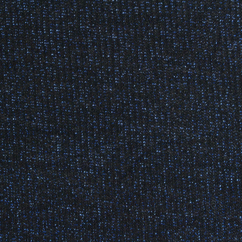 Dark Blue Marl Rib Knit, Viscose-Metallic