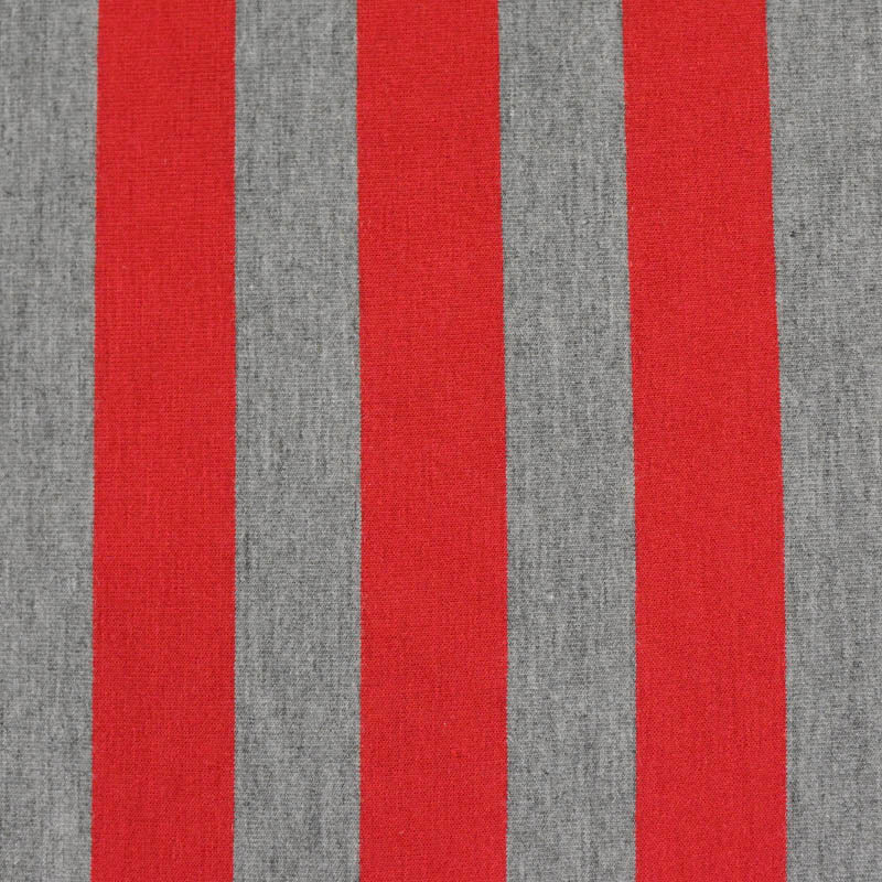 Red Vertical-Stripe Jersey Knit, Poly-Viscose