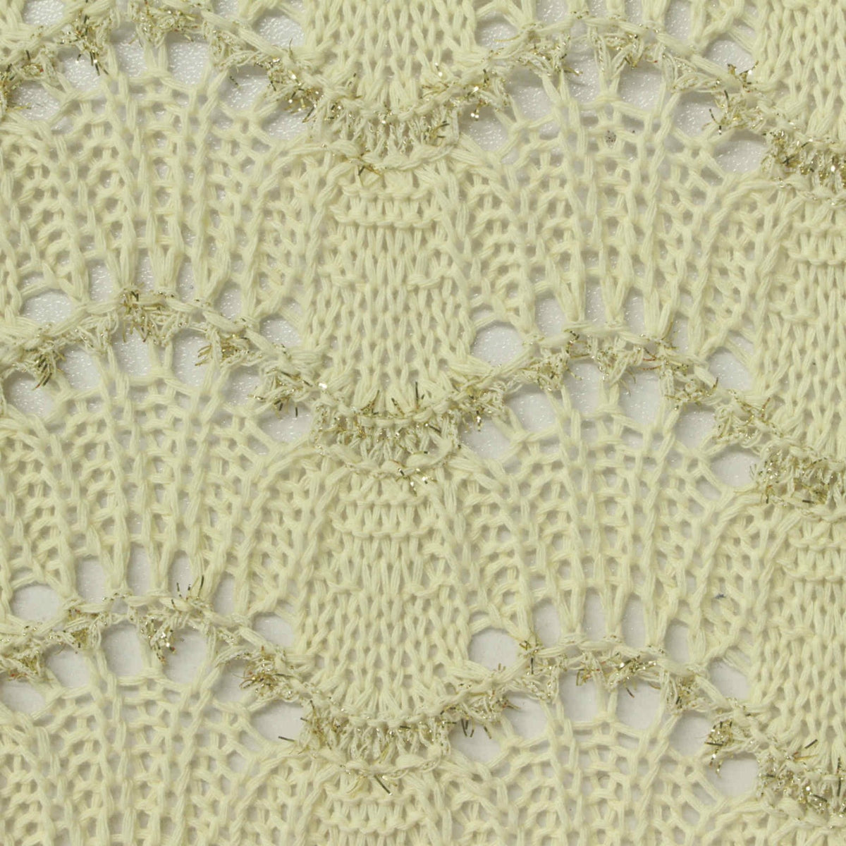 Cream Sparkle Pointelle Knit, Poly-Cotton
