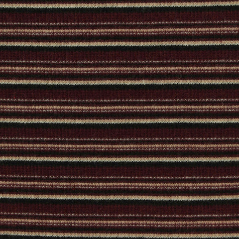 Dark Red Horizontal-Stripe Rib Knit, Cotton-Viscose