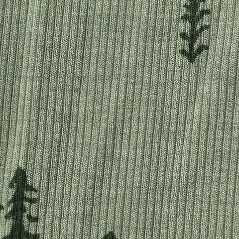 Floral Viscose Stretch Rib Knit Fabric, 262 gsm, 130 cm — Green