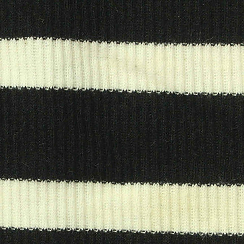 Black Horizontal-Stripe Rib Knit, Poly-Cotton, 210 gsm