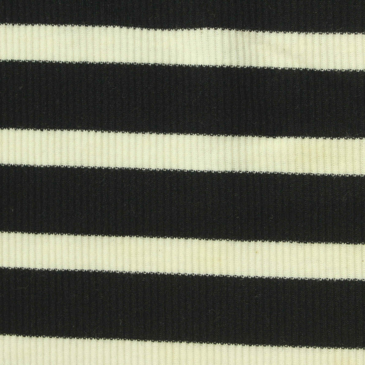 Black Horizontal-Stripe Rib Knit, Poly-Cotton, 210 gsm