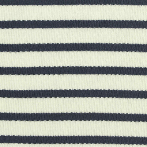 Navy Stripe Rib Knit, Cotton