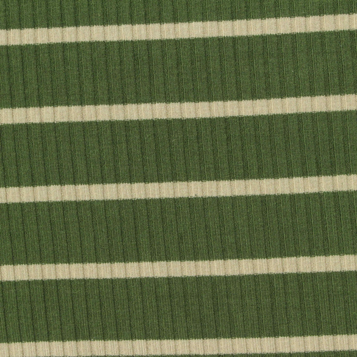 Green Horizontal-Stripe Rib Knit, Viscose, 280 gsm