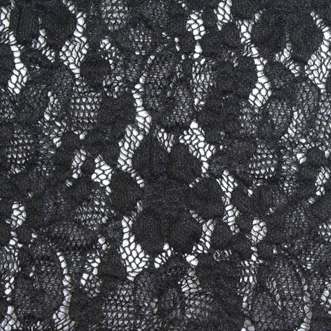 Black Abstract-Floral Lace, Nylon-Cotton
