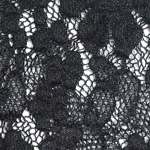 Black Abstract-Floral Lace, Nylon-Cotton